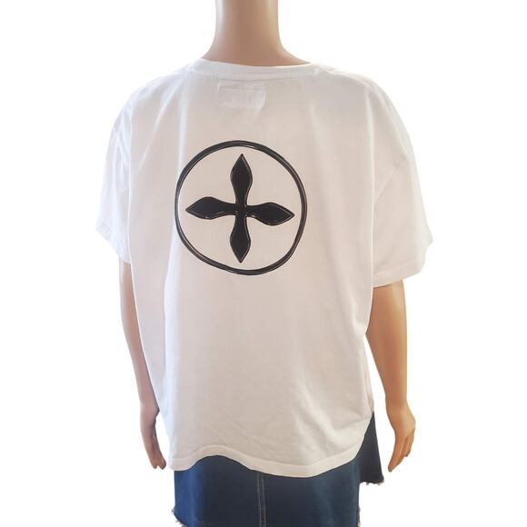 SMFK Official Size S Compass Cross Vintage Oversized Tee White FLAW - Picture 3 of 9